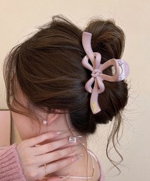 Vini（ヴィニ）の「大きめ べっ甲 リボン ヘアクリップ / バンスクリップ（バレッタ/ヘアクリップ）」