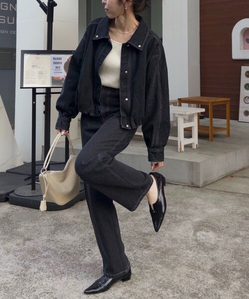 CAPRICIEUX LE'MAGE（カプリシューレマージュ）の「【サイズ展開あり/セットアップ対応】ラウンドデニムブルゾン（ブルゾン・レディース・ブラック/ブラウン/ブルー・36/38）」の19枚目の写真