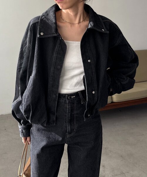 CAPRICIEUX LE'MAGE（カプリシューレマージュ）の「【サイズ展開あり/セットアップ対応】ラウンドデニムブルゾン（ブルゾン・レディース・ブラック/ブラウン/ブルー・36/38）」の20枚目の写真