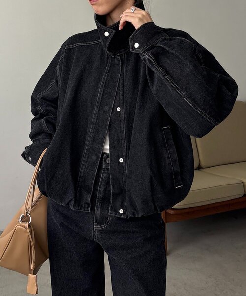 CAPRICIEUX LE'MAGE（カプリシューレマージュ）の「【サイズ展開あり/セットアップ対応】ラウンドデニムブルゾン（ブルゾン・レディース・ブラック/ブラウン/ブルー・36/38）」の21枚目の写真