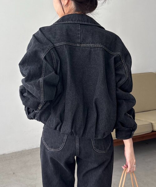 CAPRICIEUX LE'MAGE（カプリシューレマージュ）の「【サイズ展開あり/セットアップ対応】ラウンドデニムブルゾン（ブルゾン・レディース・ブラック/ブラウン/ブルー・36/38）」の4枚目の写真