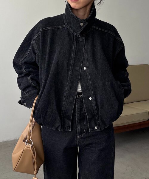 CAPRICIEUX LE'MAGE（カプリシューレマージュ）の「【サイズ展開あり/セットアップ対応】ラウンドデニムブルゾン（ブルゾン・レディース・ブラック/ブラウン/ブルー・36/38）」の7枚目の写真