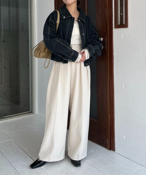 CAPRICIEUX LE'MAGE（カプリシューレマージュ）の「【サイズ展開あり/セットアップ対応】ラウンドデニムブルゾン（ブルゾン・レディース・ブラック/ブラウン/ブルー・36/38）」の9枚目の写真