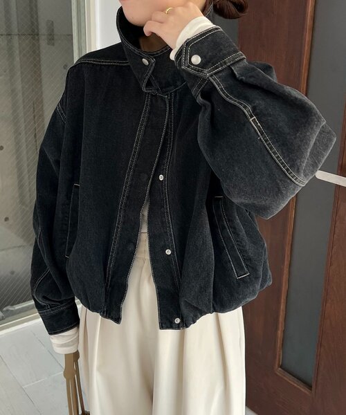 CAPRICIEUX LE'MAGE（カプリシューレマージュ）の「【サイズ展開あり/セットアップ対応】ラウンドデニムブルゾン（ブルゾン・レディース・ブラック/ブラウン/ブルー・36/38）」の10枚目の写真