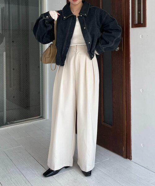 CAPRICIEUX LE'MAGE（カプリシューレマージュ）の「【サイズ展開あり/セットアップ対応】ラウンドデニムブルゾン（ブルゾン・レディース・ブラック/ブラウン/ブルー・36/38）」の12枚目の写真