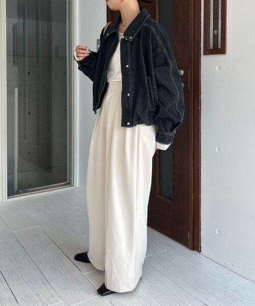 CAPRICIEUX LE'MAGE（カプリシューレマージュ）の「【サイズ展開あり/セットアップ対応】ラウンドデニムブルゾン（ブルゾン・レディース・ブラック/ブラウン/ブルー・36/38）」の13枚目の写真