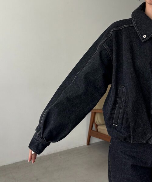 サイズ展開あり/セットアップ対応】ラウンドデニムブルゾン（ブルゾン