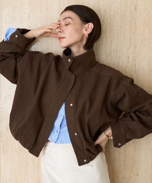 CAPRICIEUX LE'MAGE（カプリシューレマージュ）の「【サイズ展開あり/セットアップ対応】ラウンドデニムブルゾン（ブルゾン・レディース・ブラウン/ブルー/ブラック・38/36）」の8枚目の写真