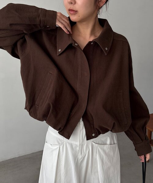 CAPRICIEUX LE'MAGE（カプリシューレマージュ）の「【サイズ展開あり/セットアップ対応】ラウンドデニムブルゾン（ブルゾン・レディース・ブラウン/ブルー/ブラック・38/36）」の12枚目の写真