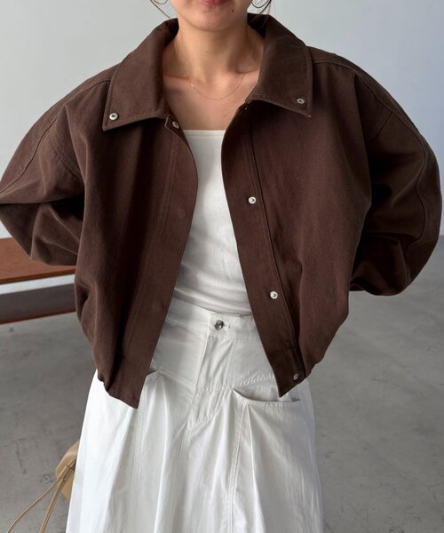 CAPRICIEUX LE'MAGE（カプリシューレマージュ）の「【サイズ展開あり/セットアップ対応】ラウンドデニムブルゾン（ブルゾン・レディース・ブラウン/ブルー/ブラック・38/36）」の13枚目の写真