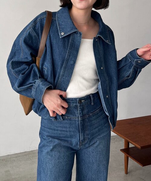 CAPRICIEUX LE'MAGE（カプリシューレマージュ）の「【サイズ展開あり/セットアップ対応】ラウンドデニムブルゾン（ブルゾン・レディース・ブラウン/ブルー/ブラック・38/36）」の22枚目の写真