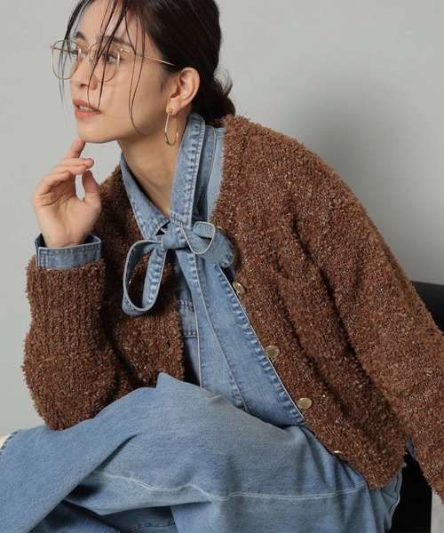 美品 Arpege story タイ付きテンセルショートデニムシャツ ピンク タイ付きテンセルショートデニムシャツ | シャツ・ブラウス | Arpege