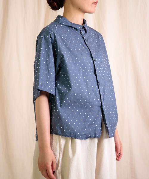 prit（プリット）の「[prit] 高密度ローンドットプリント 5分袖ショートシャツ（シャツ/ブラウス・レディース・グレー/ブラック/グリーン・FREE）」の20枚目の写真
