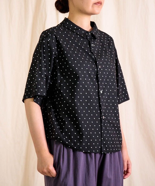 prit（プリット）の「[prit] 高密度ローンドットプリント 5分袖ショートシャツ（シャツ/ブラウス・レディース・グレー/ブラック/グリーン・FREE）」の12枚目の写真