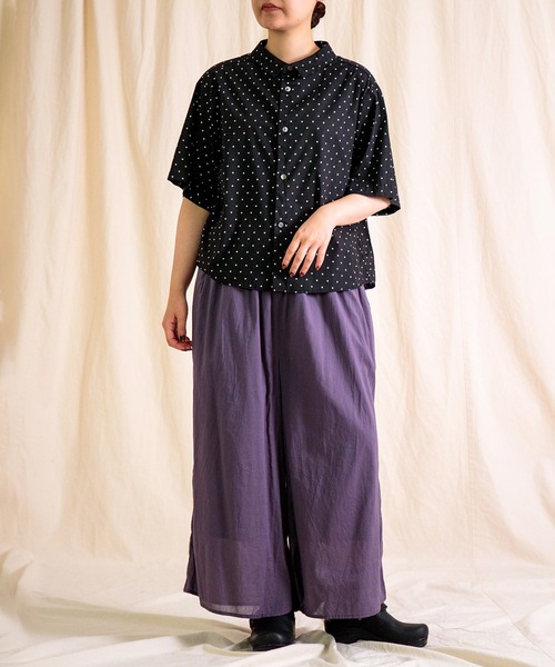 prit（プリット）の「[prit] 高密度ローンドットプリント 5分袖ショートシャツ（シャツ/ブラウス・レディース・グレー/ブラック/グリーン・FREE）」の13枚目の写真