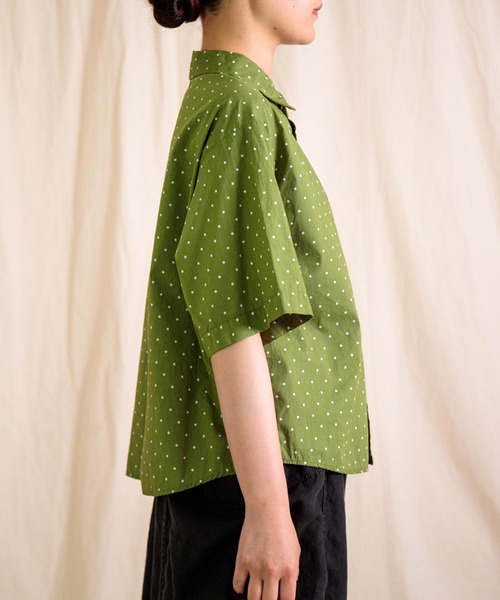 prit（プリット）の「[prit] 高密度ローンドットプリント 5分袖ショートシャツ（シャツ/ブラウス・レディース・グレー/ブラック/グリーン・FREE）」の16枚目の写真