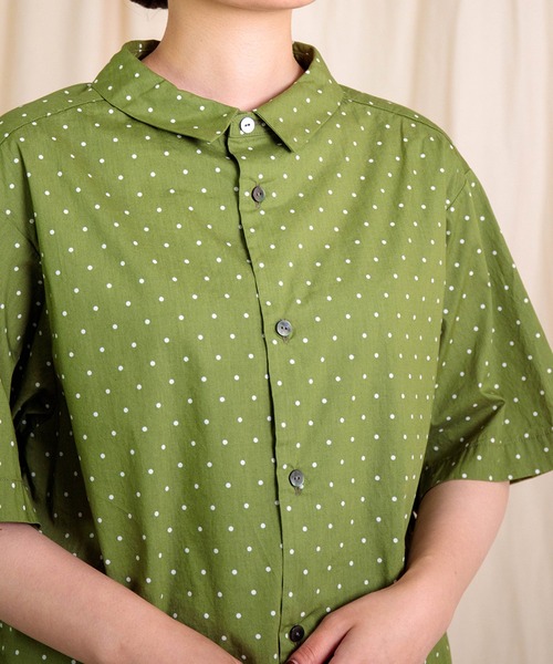 prit（プリット）の「[prit] 高密度ローンドットプリント 5分袖ショートシャツ（シャツ/ブラウス・レディース・グレー/ブラック/グリーン・FREE）」の6枚目の写真