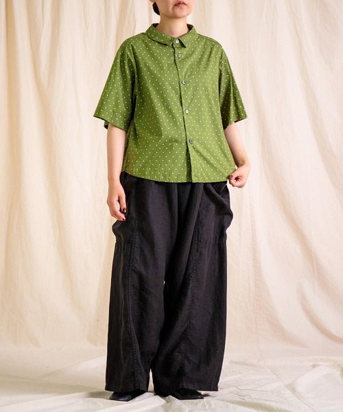 prit（プリット）の「[prit] 高密度ローンドットプリント 5分袖ショートシャツ（シャツ/ブラウス・レディース・グレー/ブラック/グリーン・FREE）」の17枚目の写真