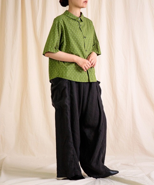 prit（プリット）の「[prit] 高密度ローンドットプリント 5分袖ショートシャツ（シャツ/ブラウス・レディース・グレー/ブラック/グリーン・FREE）」の18枚目の写真