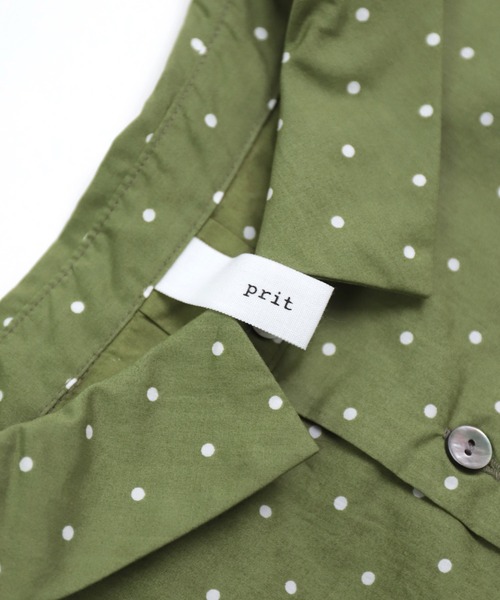 prit（プリット）の「[prit] 高密度ローンドットプリント 5分袖ショートシャツ（シャツ/ブラウス・レディース・グレー/ブラック/グリーン・FREE）」の10枚目の写真