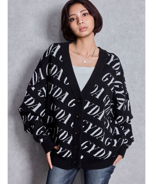 GYDA（ジェイダ）の「GYDA SLANT PATTERNニットカーディガン（カーディガン/ボレロ・レディース・ブラック/グレー/オフホワイト・FREE）」の3枚目の写真