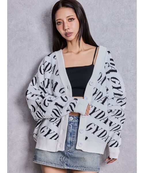 GYDA（ジェイダ）の「GYDA SLANT PATTERNニットカーディガン（カーディガン/ボレロ・レディース・ブラック/グレー/オフホワイト・FREE）」の4枚目の写真
