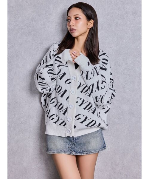 GYDA（ジェイダ）の「GYDA SLANT PATTERNニットカーディガン（カーディガン/ボレロ・レディース・ブラック/グレー/オフホワイト・FREE）」の5枚目の写真