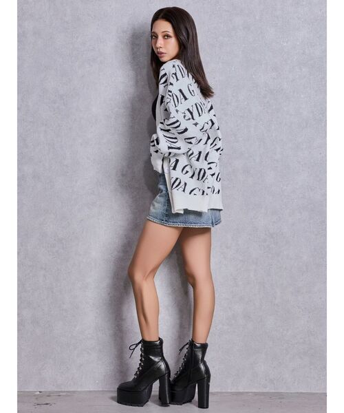 GYDA（ジェイダ）の「GYDA SLANT PATTERNニットカーディガン（カーディガン/ボレロ・レディース・ブラック/グレー/オフホワイト・FREE）」の8枚目の写真