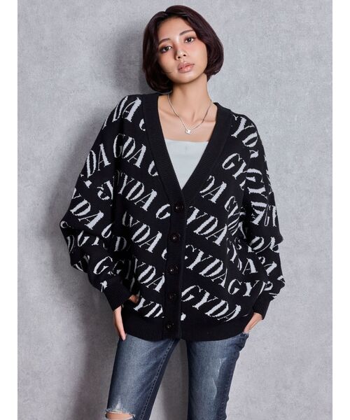 GYDA（ジェイダ）の「GYDA SLANT PATTERNニットカーディガン（カーディガン/ボレロ・レディース・ブラック/グレー/オフホワイト・FREE）」の9枚目の写真