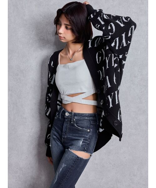 GYDA（ジェイダ）の「GYDA SLANT PATTERNニットカーディガン（カーディガン/ボレロ・レディース・ブラック/グレー/オフホワイト・FREE）」の11枚目の写真