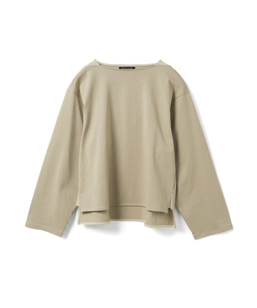 mizuiroind(ミズイロインド)の「mizuiro ind バスクシャツ(Tシャツ/カットソー・レディース・ベージュ/スモークピンク/ブラック/オフホワイト/グレー・FREE)」の4枚目の写真