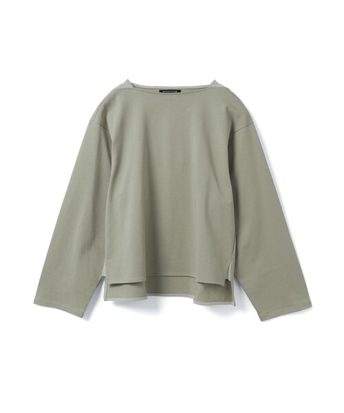mizuiroind(ミズイロインド)の「mizuiro ind バスクシャツ(Tシャツ/カットソー・レディース・ベージュ/スモークピンク/ブラック/オフホワイト/グレー・FREE)」の6枚目の写真