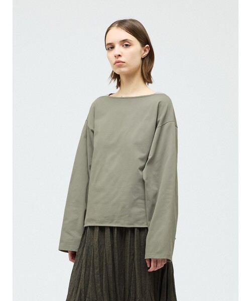 mizuiroind(ミズイロインド)の「mizuiro ind バスクシャツ(Tシャツ/カットソー・レディース・ベージュ/スモークピンク/ブラック/オフホワイト/グレー・FREE)」の12枚目の写真