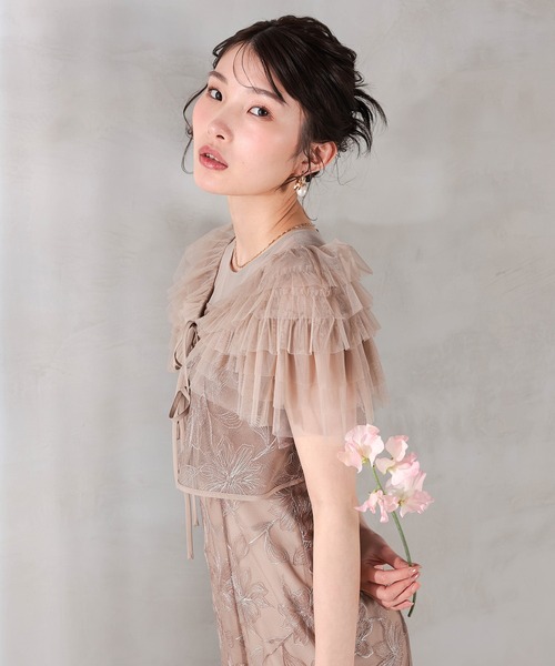 Kana(カナ)の「花柄刺繍レース フリル ボレロ 総レース マーメイドワンピース 2点セット パーティー ドレス 結婚式 お呼ばれ オケージョン(ドレス・レディース・カーキ/ベージュ/ブルー・M)」の9枚目の写真