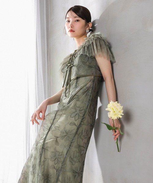 Kana(カナ)の「花柄刺繍レース フリル ボレロ 総レース マーメイドワンピース 2点セット パーティー ドレス 結婚式 お呼ばれ オケージョン(ドレス・レディース・カーキ/ベージュ/ブルー・M)」の21枚目の写真