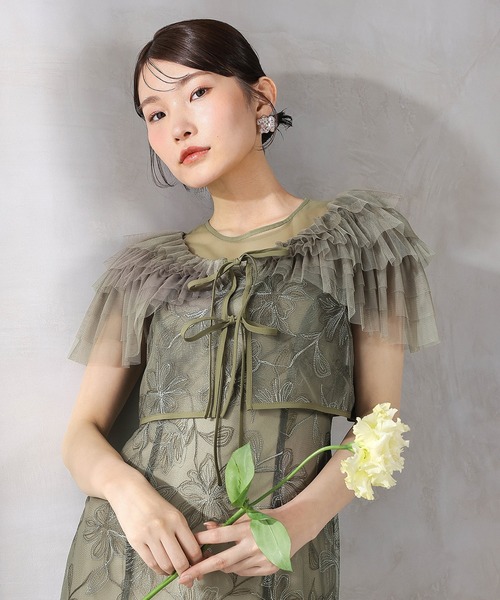 Kana(カナ)の「花柄刺繍レース フリル ボレロ 総レース マーメイドワンピース 2点セット パーティー ドレス 結婚式 お呼ばれ オケージョン(ドレス・レディース・カーキ/ベージュ/ブルー・M)」の14枚目の写真