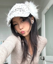 MAISON DE THERESE（メゾン ド テレーズ）の「ロゴ刺繍ベースボールキャップ/ファー帽子 フライトキャップ（キャップ）」