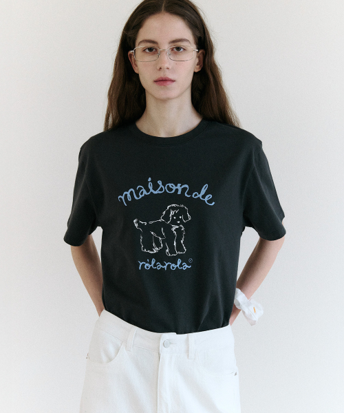 ROLAROLA(ロラロラ)の「MAISON ROLA PUPPY FRIENDS T-SHIRT CHARCOAL(Tシャツ/カットソー・レディース・その他・M/S)」の2枚目の写真