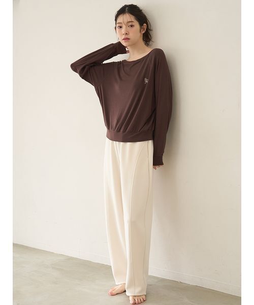 SNIDEL HOME(スナイデルホーム)の「ボンディングスウェットパンツ(ルームウェア/パジャマ・レディース・モカ/ピンク/グレー/アイボリー・F)」の8枚目の写真