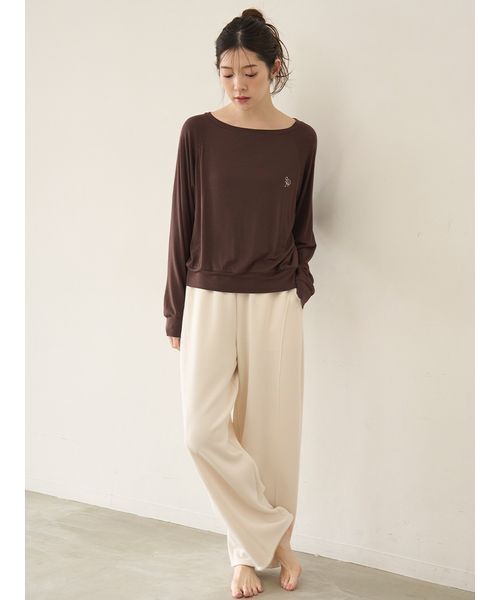SNIDEL HOME(スナイデルホーム)の「ボンディングスウェットパンツ(ルームウェア/パジャマ・レディース・モカ/ピンク/グレー/アイボリー・F)」の7枚目の写真