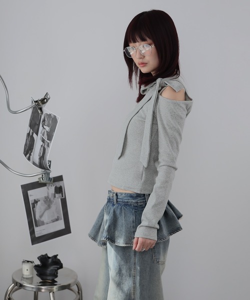 Ulysses(ユリシス)の「ワンショルダーリボンカットソー(Tシャツ/カットソー・レディース・ホワイト/ブラック/グレー・M/S)」の14枚目の写真