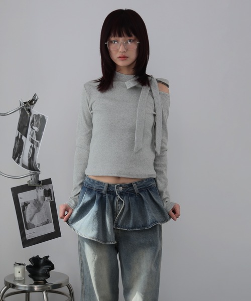 Ulysses(ユリシス)の「ワンショルダーリボンカットソー(Tシャツ/カットソー・レディース・ホワイト/ブラック/グレー・M/S)」の16枚目の写真
