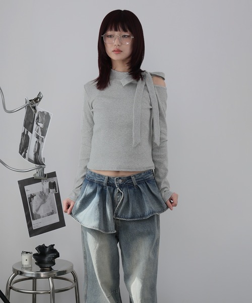 Ulysses(ユリシス)の「ワンショルダーリボンカットソー(Tシャツ/カットソー・レディース・ホワイト/ブラック/グレー・M/S)」の17枚目の写真