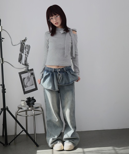 Ulysses(ユリシス)の「ワンショルダーリボンカットソー(Tシャツ/カットソー・レディース・ホワイト/ブラック/グレー・M/S)」の18枚目の写真