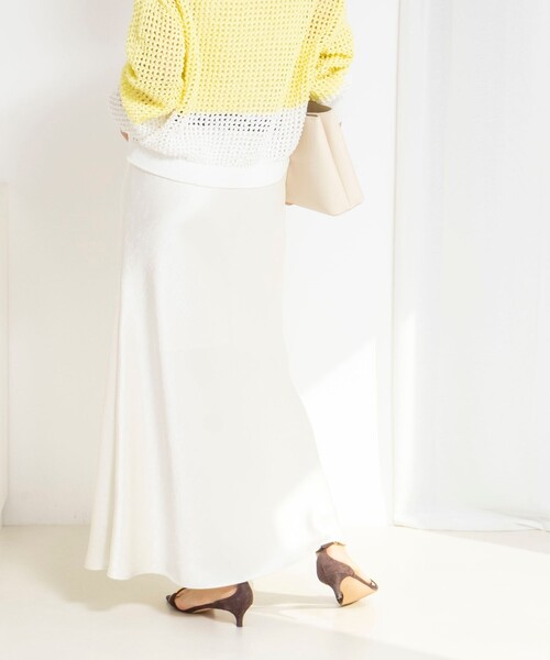 NOLLEY’S(ノーリーズ)の「ウォッシャブルサテンナロースカート(スカート・レディース・カーキ/アイボリー/ブラック・38/36)」の2枚目の写真