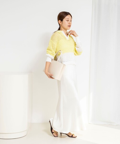 NOLLEY’S(ノーリーズ)の「ウォッシャブルサテンナロースカート(スカート・レディース・カーキ/アイボリー/ブラック・38/36)」の5枚目の写真