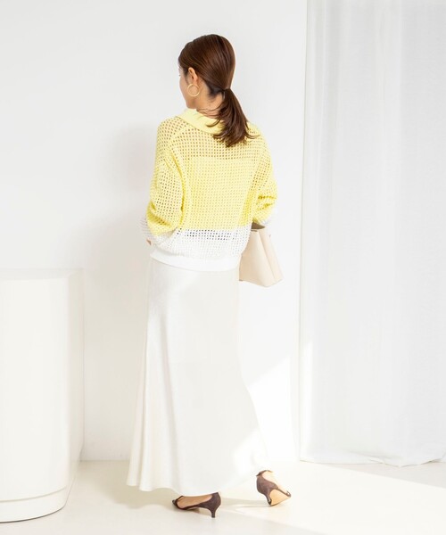 NOLLEY’S(ノーリーズ)の「ウォッシャブルサテンナロースカート(スカート・レディース・カーキ/アイボリー/ブラック・38/36)」の6枚目の写真