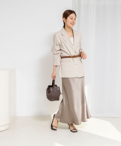 NOLLEY’S(ノーリーズ)の「ウォッシャブルサテンナロースカート(スカート・レディース・カーキ/アイボリー/ブラック・38/36)」の16枚目の写真