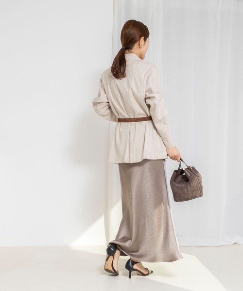 NOLLEY’S(ノーリーズ)の「ウォッシャブルサテンナロースカート(スカート・レディース・カーキ/アイボリー/ブラック・38/36)」の17枚目の写真