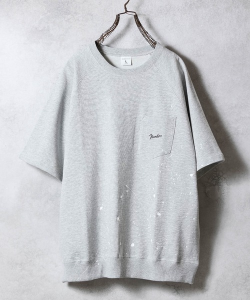NUMBER (N)INE（ナンバーナイン）の「HAND PAINTED FIRM COTTON RAGLAN SHORT SLEEVE POCKET SWEATSHIRT / ハンドペイント ファーム コットン ラグラン ショートスリーブ ポケット クルーネック スウェット（スウェット・メンズ・グレー系その他2/ブラック/ブラック系2/グレー・M/L/XL）」の4枚目の写真